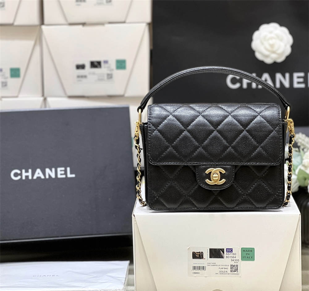 Chanel Flap Bag with Top Handle Grained Shiny Calfskin AS5165 Size 14*19*4.5cm 2025 new 